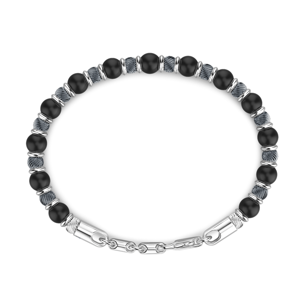 Silver & Black Bead Bracelet