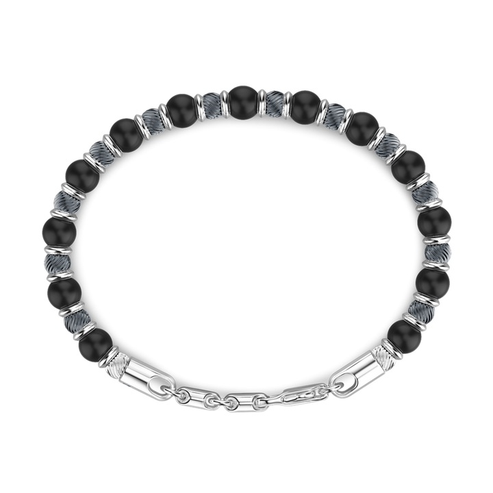 Silver & Black Bead Bracelet