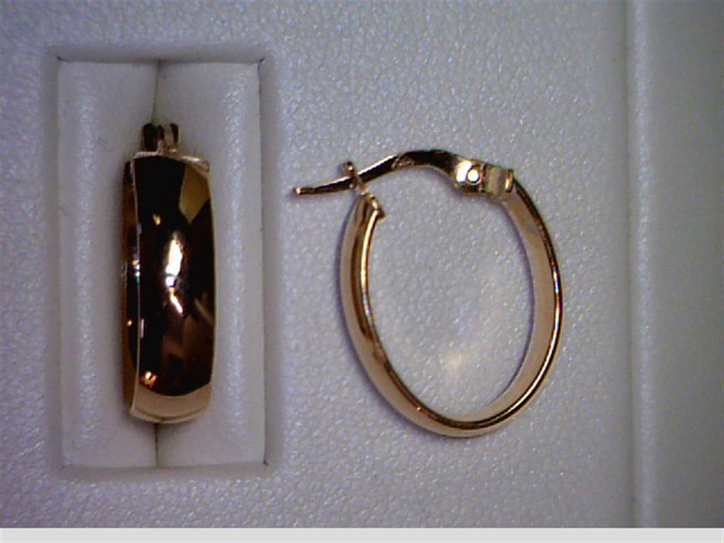 14K rose gold high polish oval hoops with top hinge clasp.