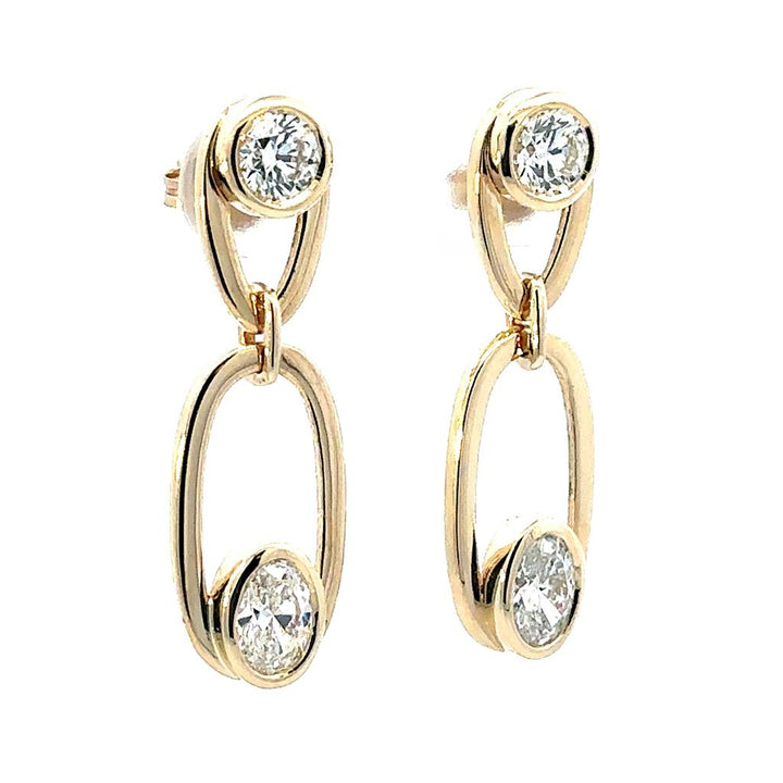 Oval & Round Maple Leaf Diamonds Earrings