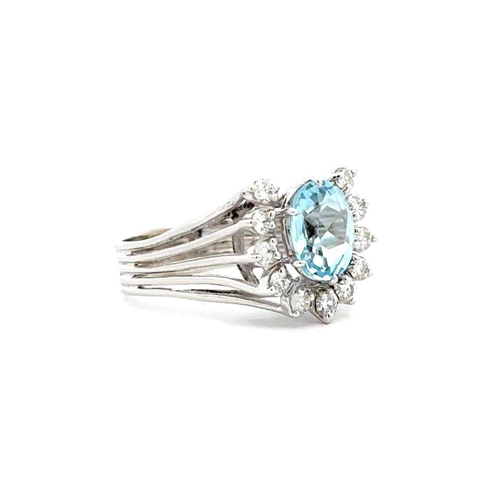 Aquamarine & Diamond Ring