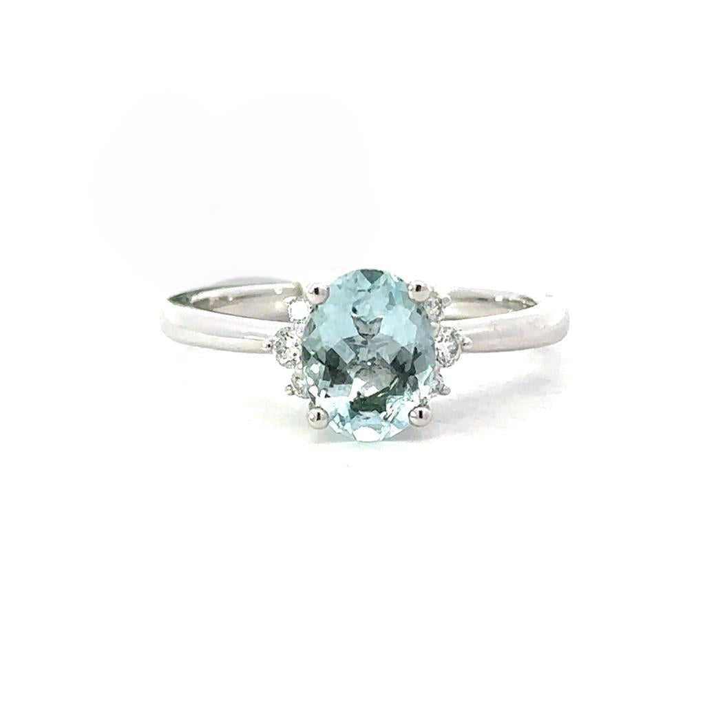 White Gold, Aquamarine and Diamond Ring