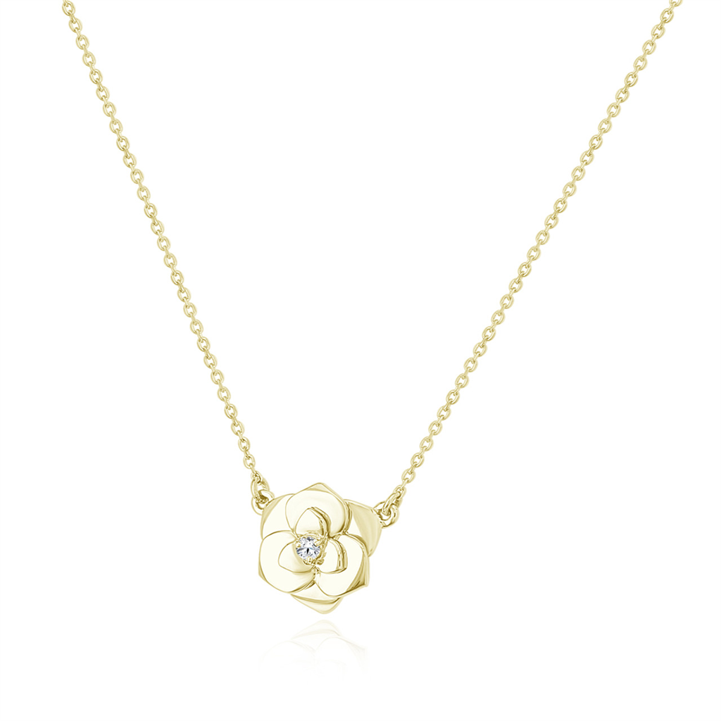 Gold & Diamond Flower Pendant