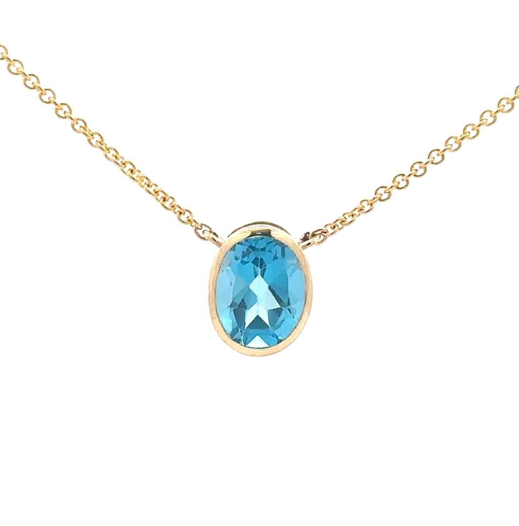 Oval Blue Topaz Pendant