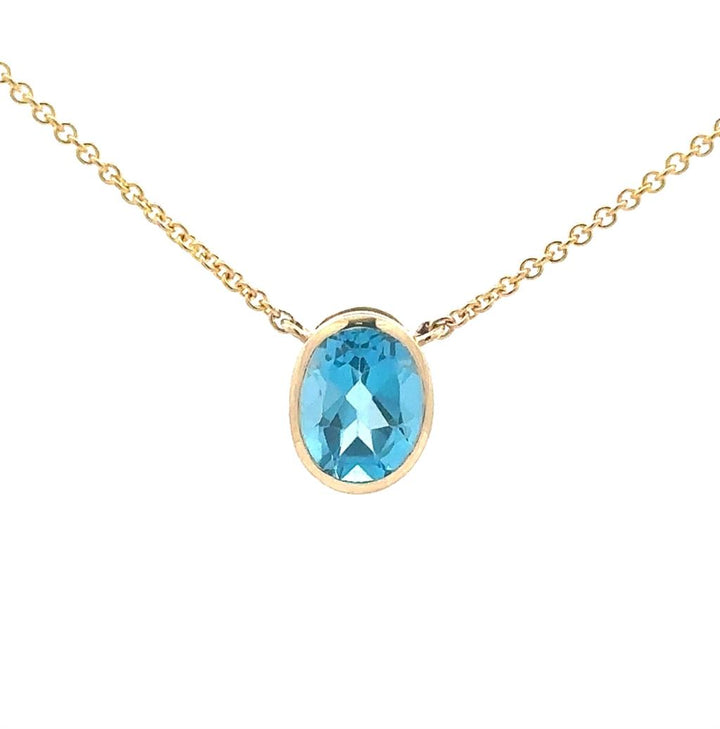 Oval Blue Topaz Pendant