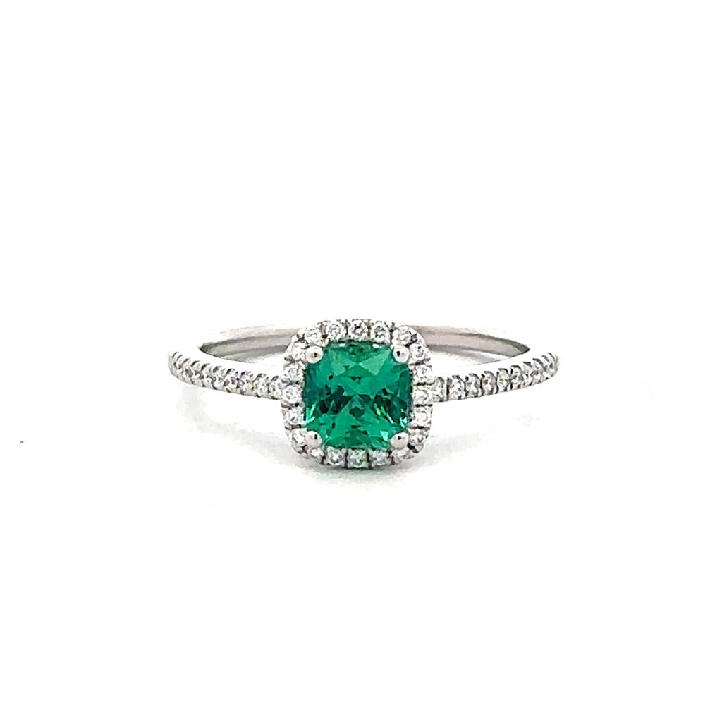 Square Emerald & Diamond Ring