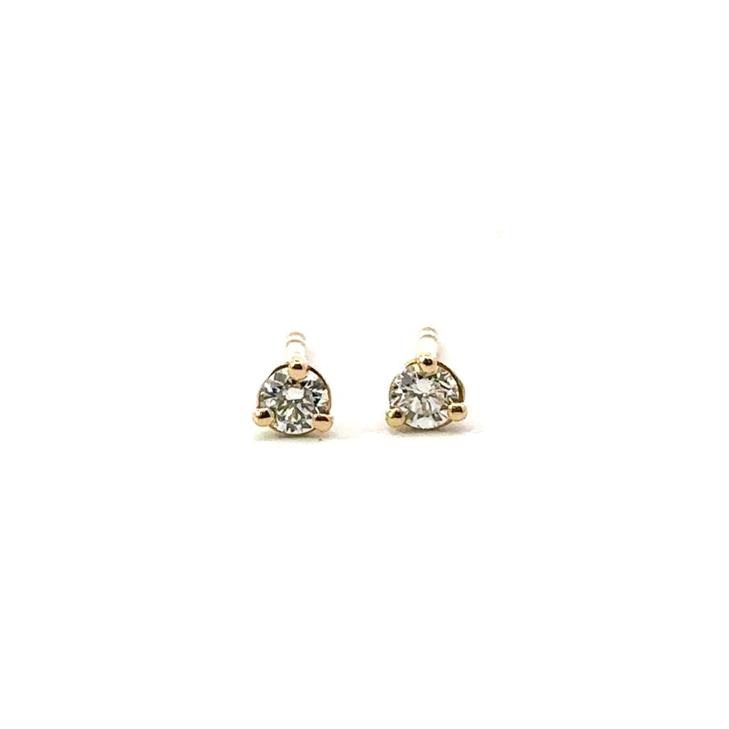 Yellow Gold Diamond Stud Earrings - Total Weight 0.16ct