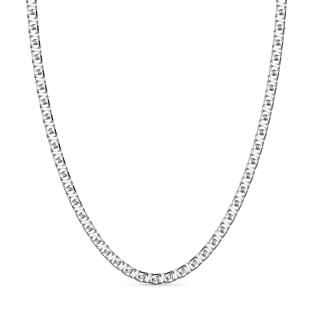 Silver Fancy Curb Chain - 22 Inches