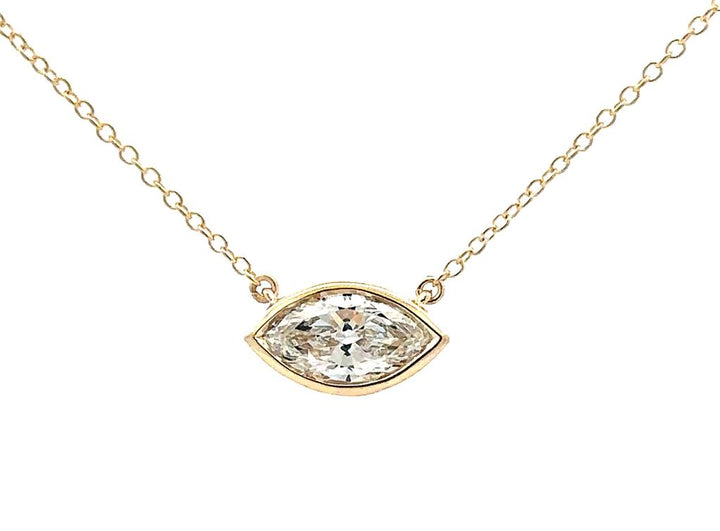 Horizontal Marquise Pendant - Yellow Gold