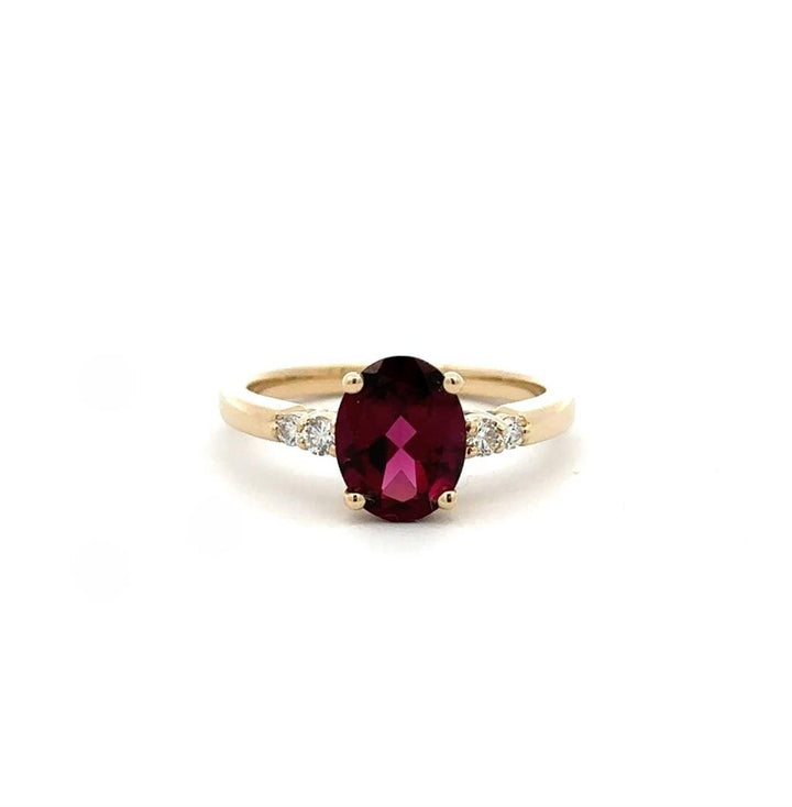 Maple Leaf Diamonds Garnet Ring