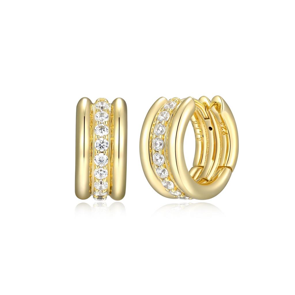 Gold Plated Three Row Huggies
