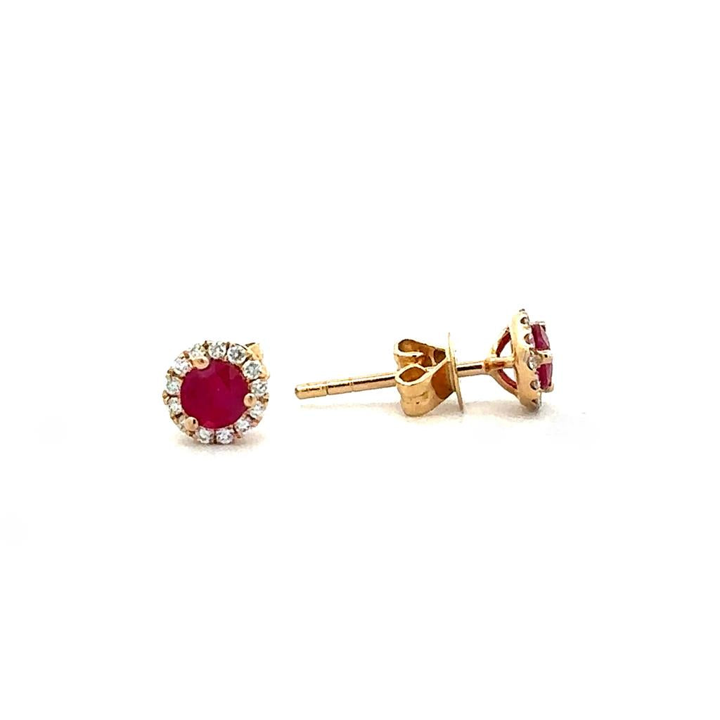 Ruby & Diamond Halo Studs