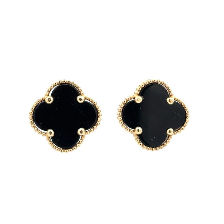 Onyx Clover Earrings