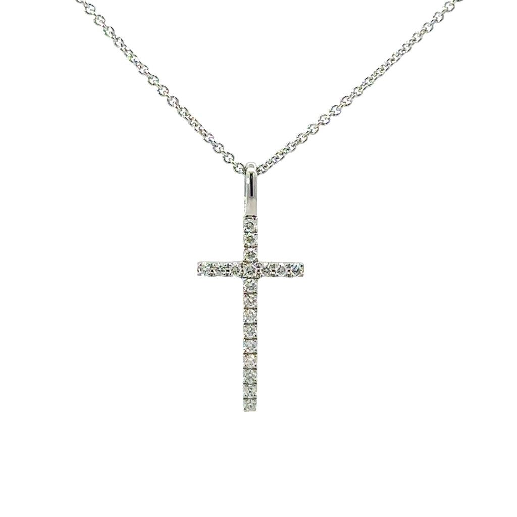 White Gold & Diamond Cross - With Chain