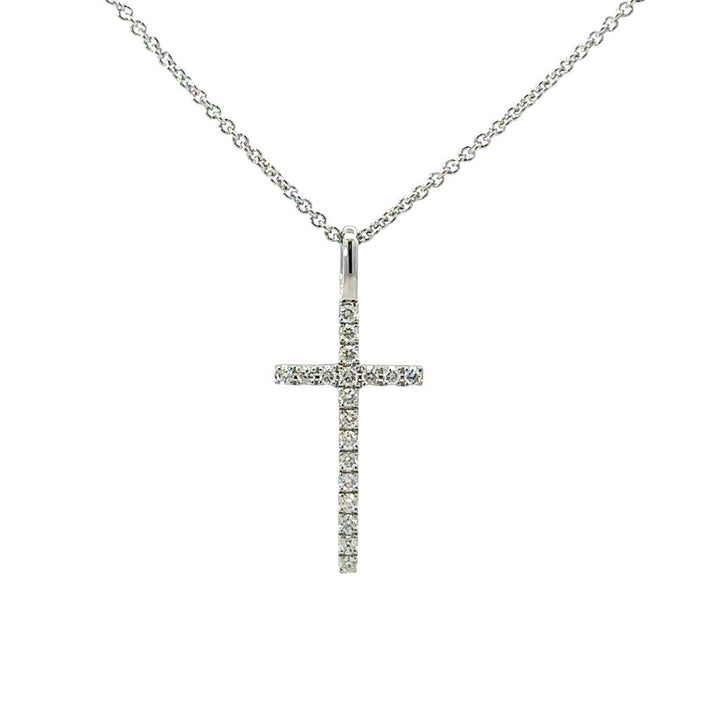 White Gold & Diamond Cross - With Chain