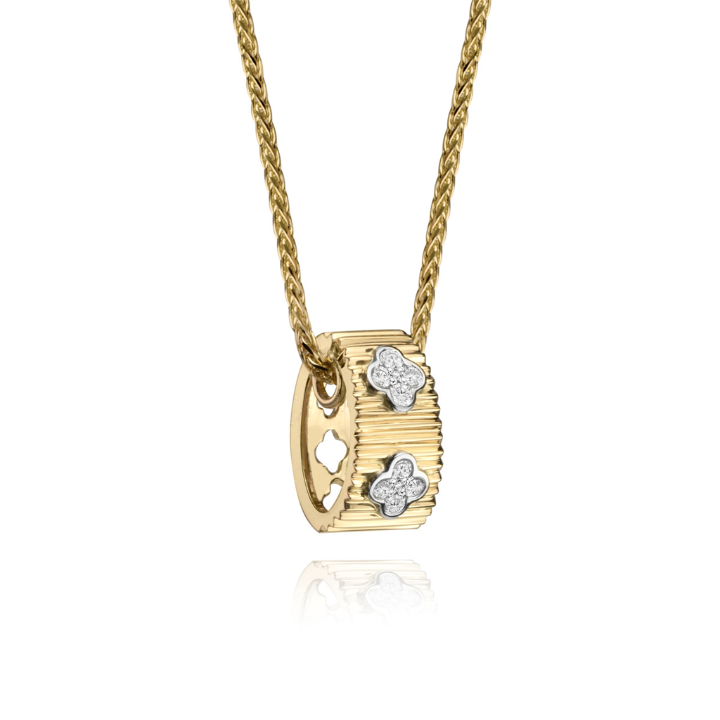 Ridged Gold & Diamond Pendant