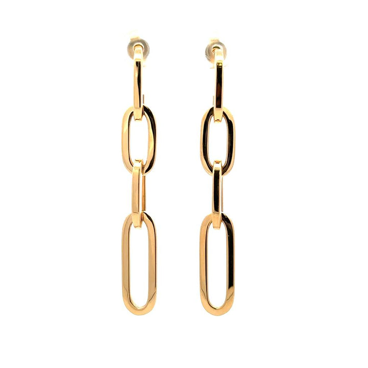 18K Yellow Gold Paperclip Drop Earrings