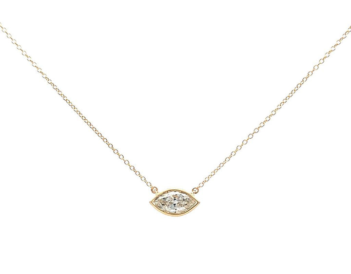 Horizontal Marquise Pendant - Yellow Gold
