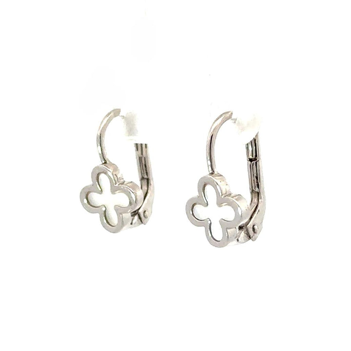 White Gold Petite Clover Earrings