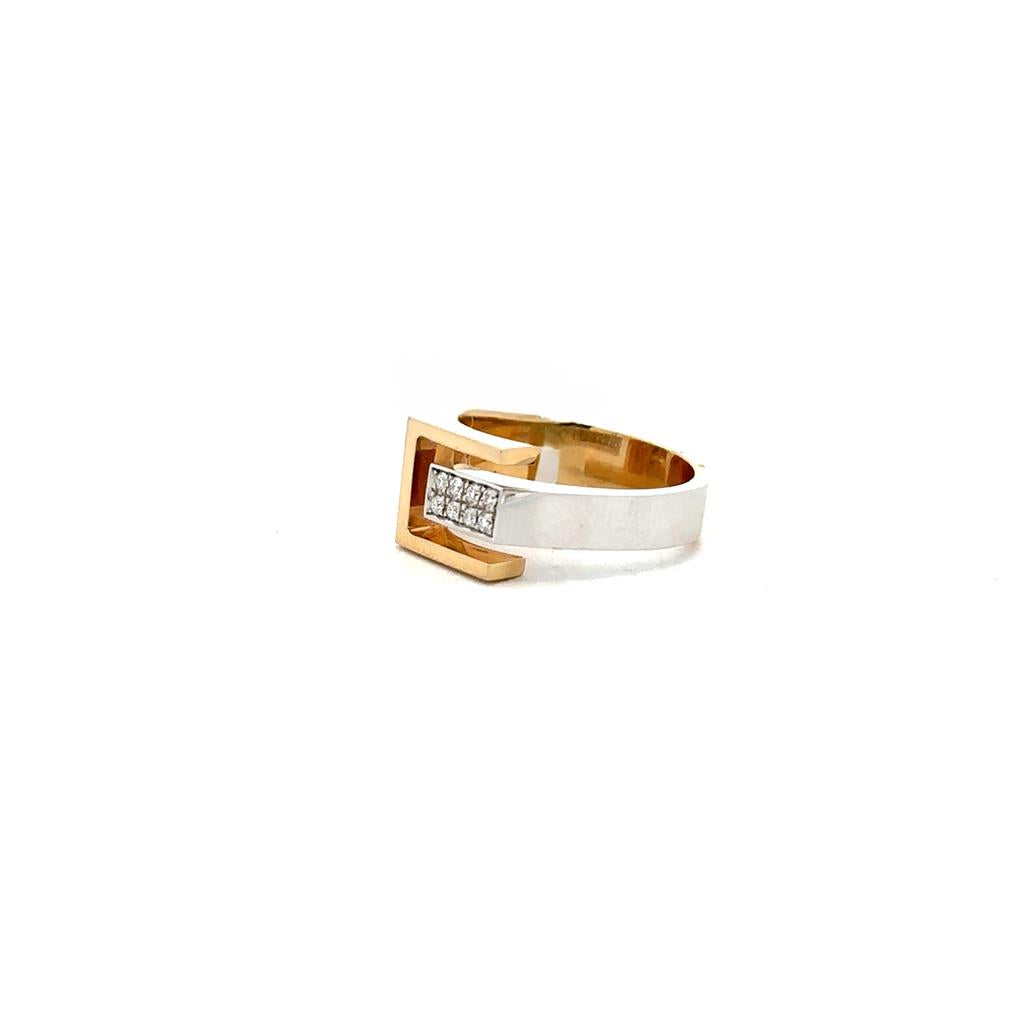 Geometric Gold and Diamond Ring