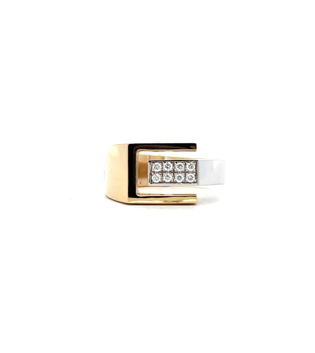 Geometric Gold and Diamond Ring