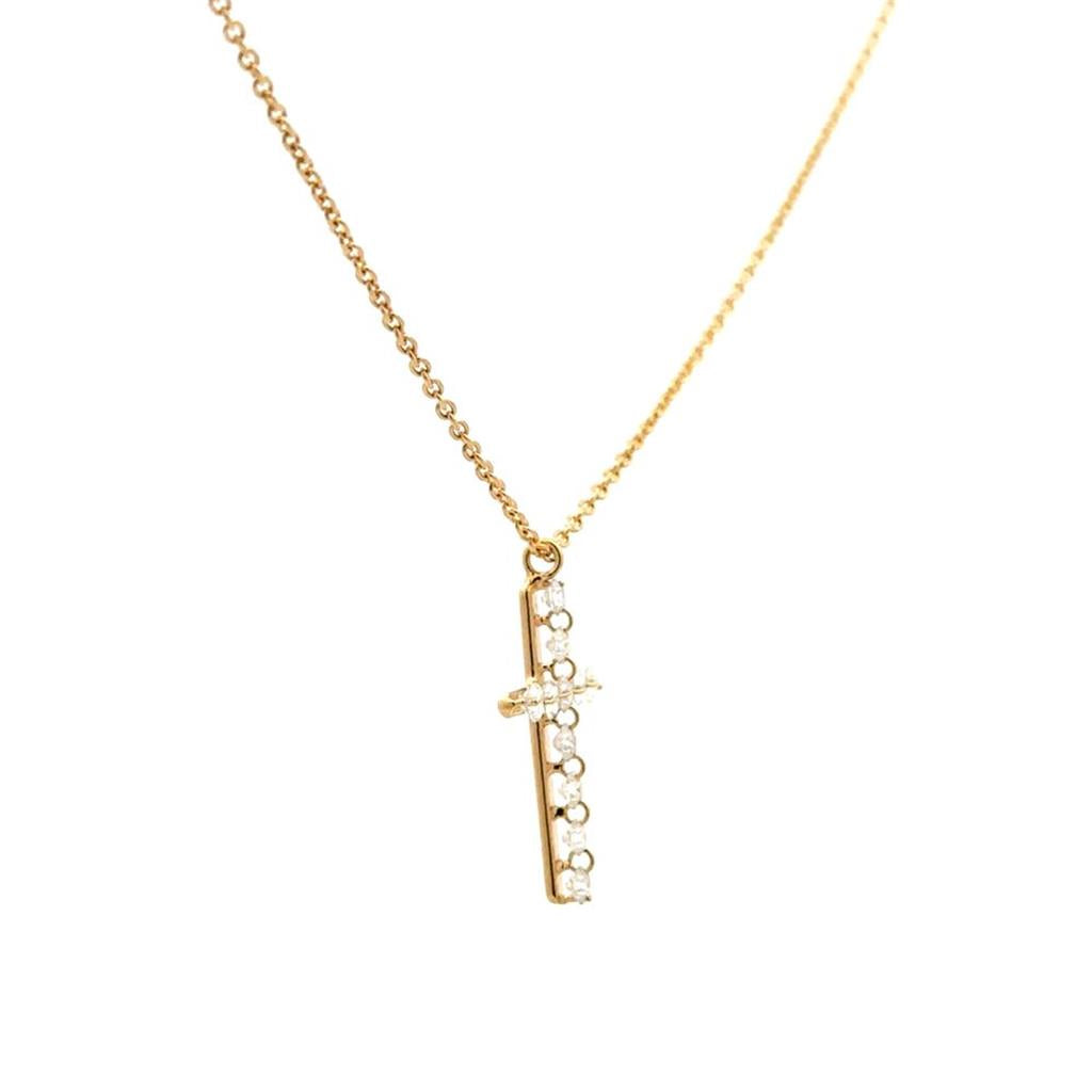 18K Gold & Diamond Cross with Chain