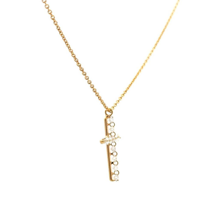 18K Gold & Diamond Cross with Chain