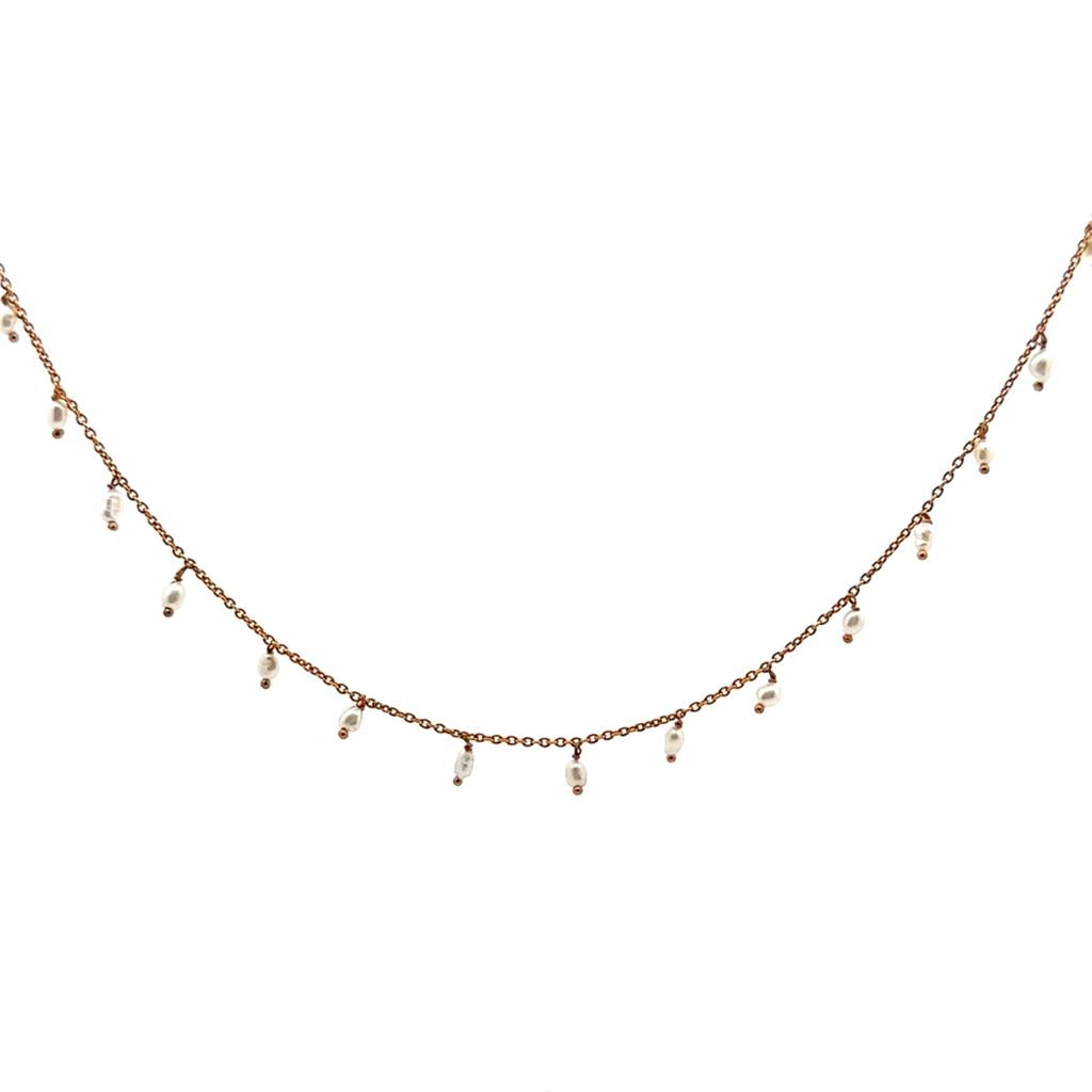 Rose Gold Plated Necklace with Pearls
