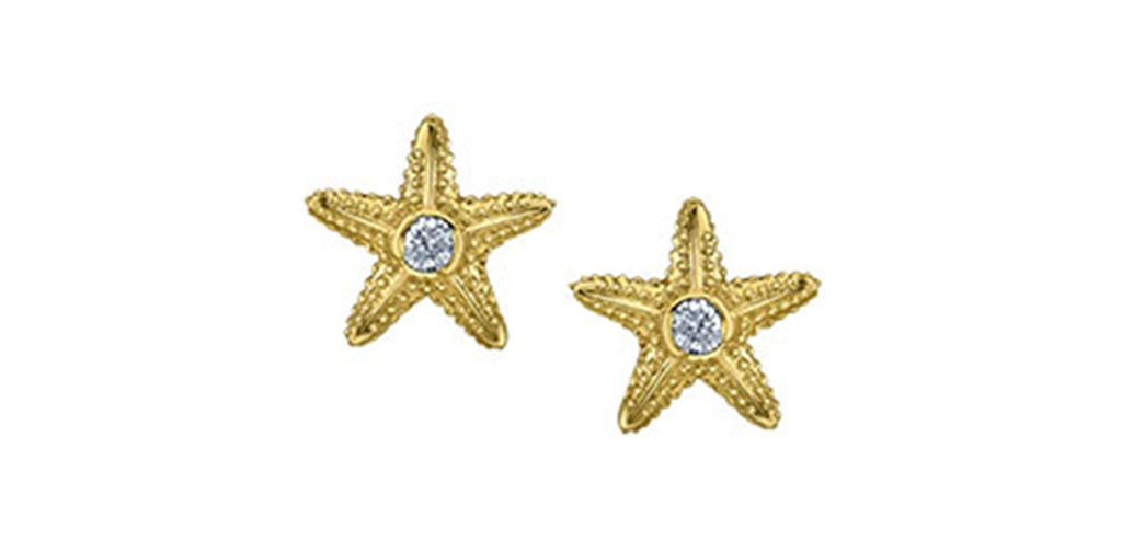 Maple Leaf Diamonds Starfish Earrings