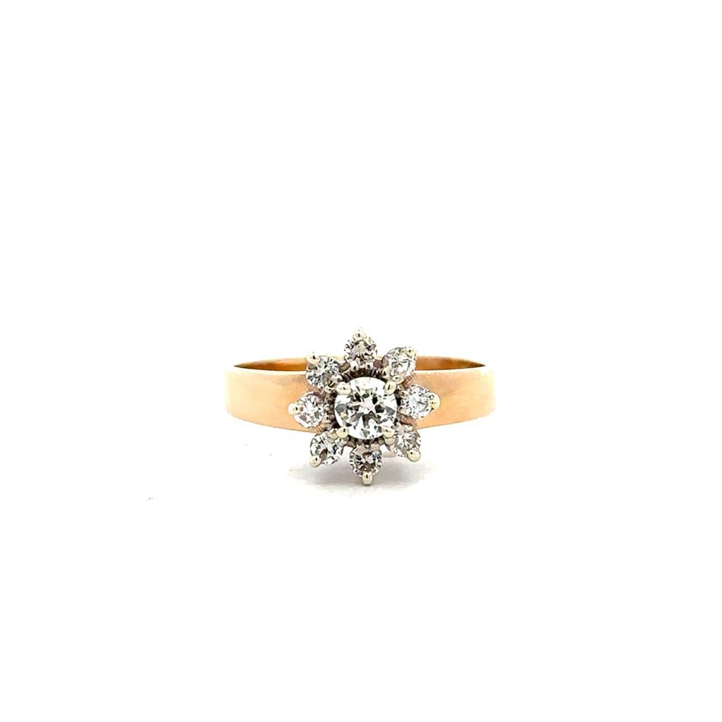 14K Gold & Diamond Cluster Ring