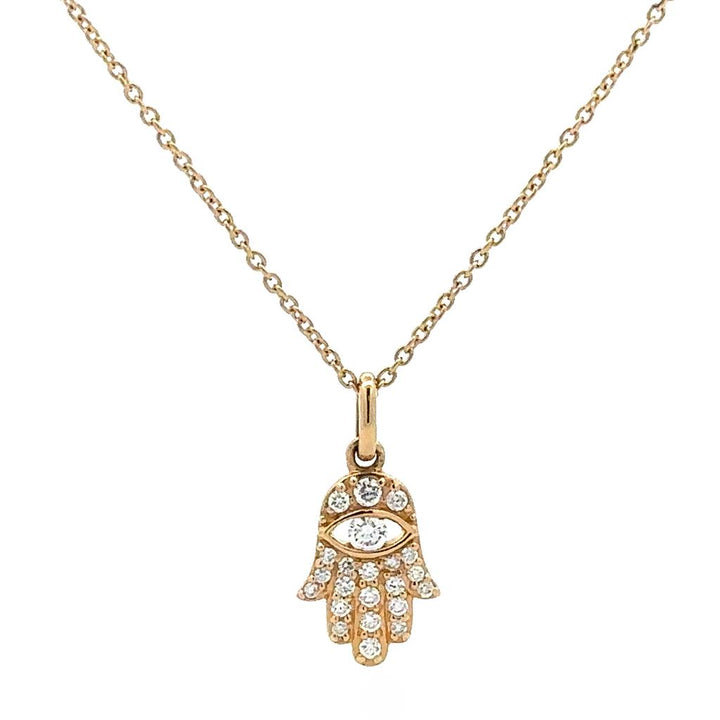 18K Gold & Diamond Hamsa with Chain