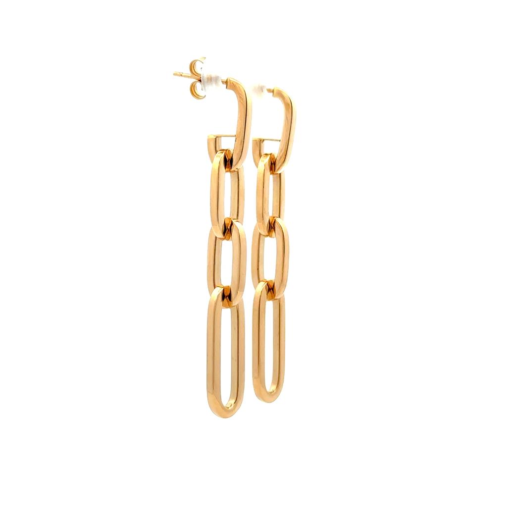 18K Yellow Gold Paperclip Drop Earrings