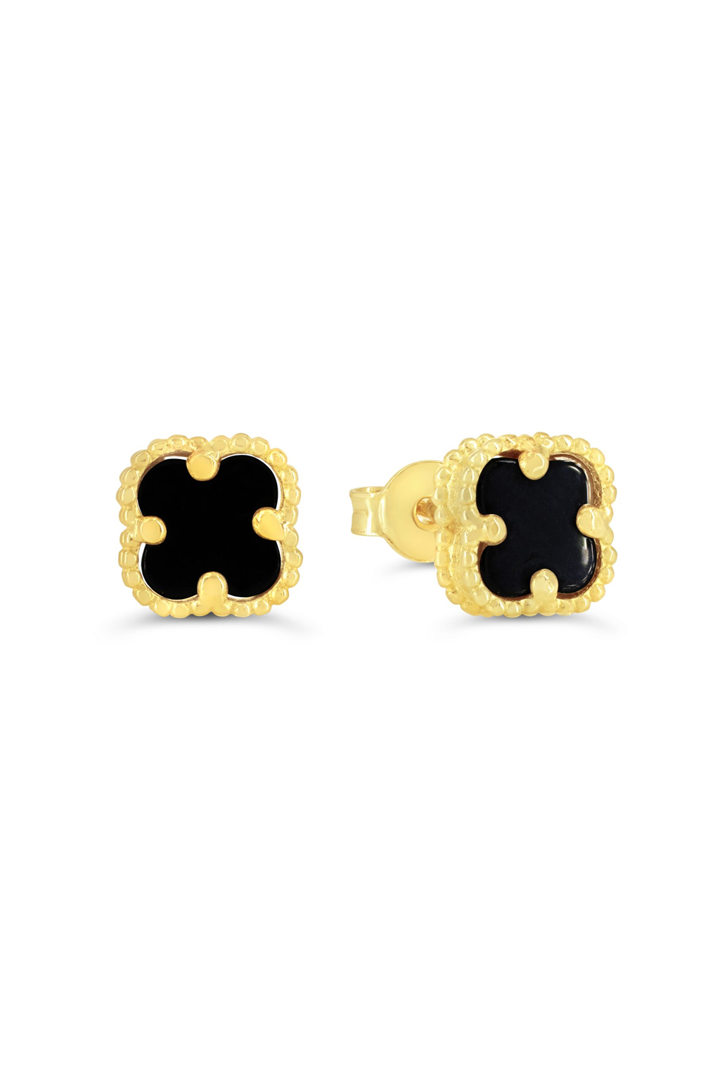 Petite Clover Earrings - Onyx