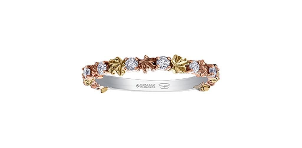 Maple Leaf Diamonds Wedding Band