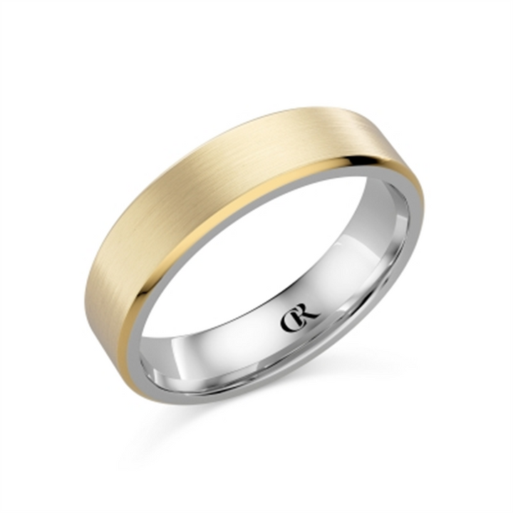 Square Edge Yellow Gold & Silver Band