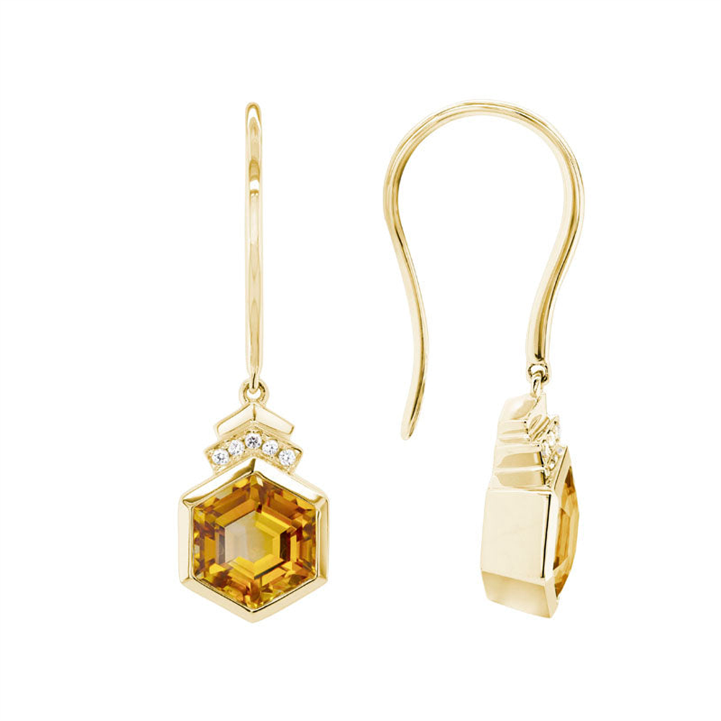 Yellow Gold and Citrine Earrings