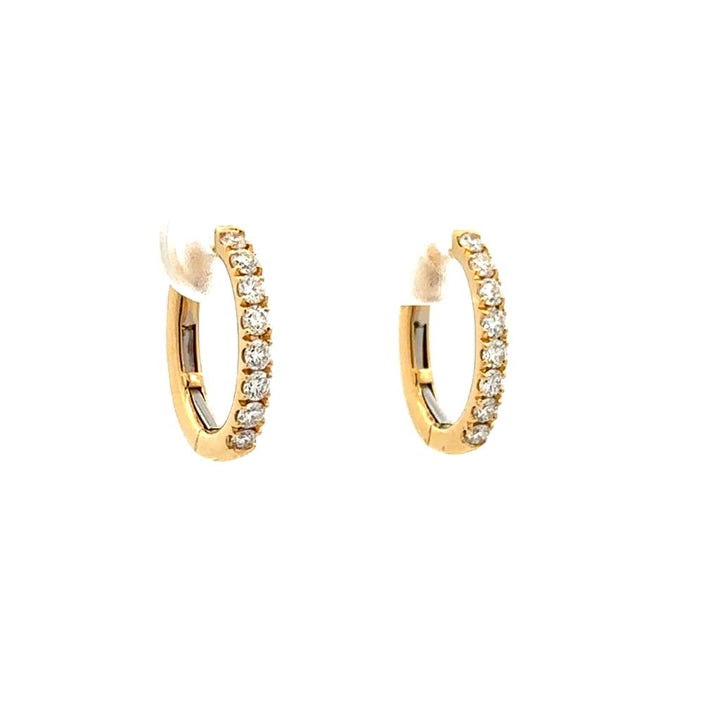 18K Yellow Gold Oval Diamond Huggies