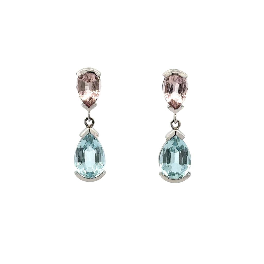 Morganite and Aqua Earrings