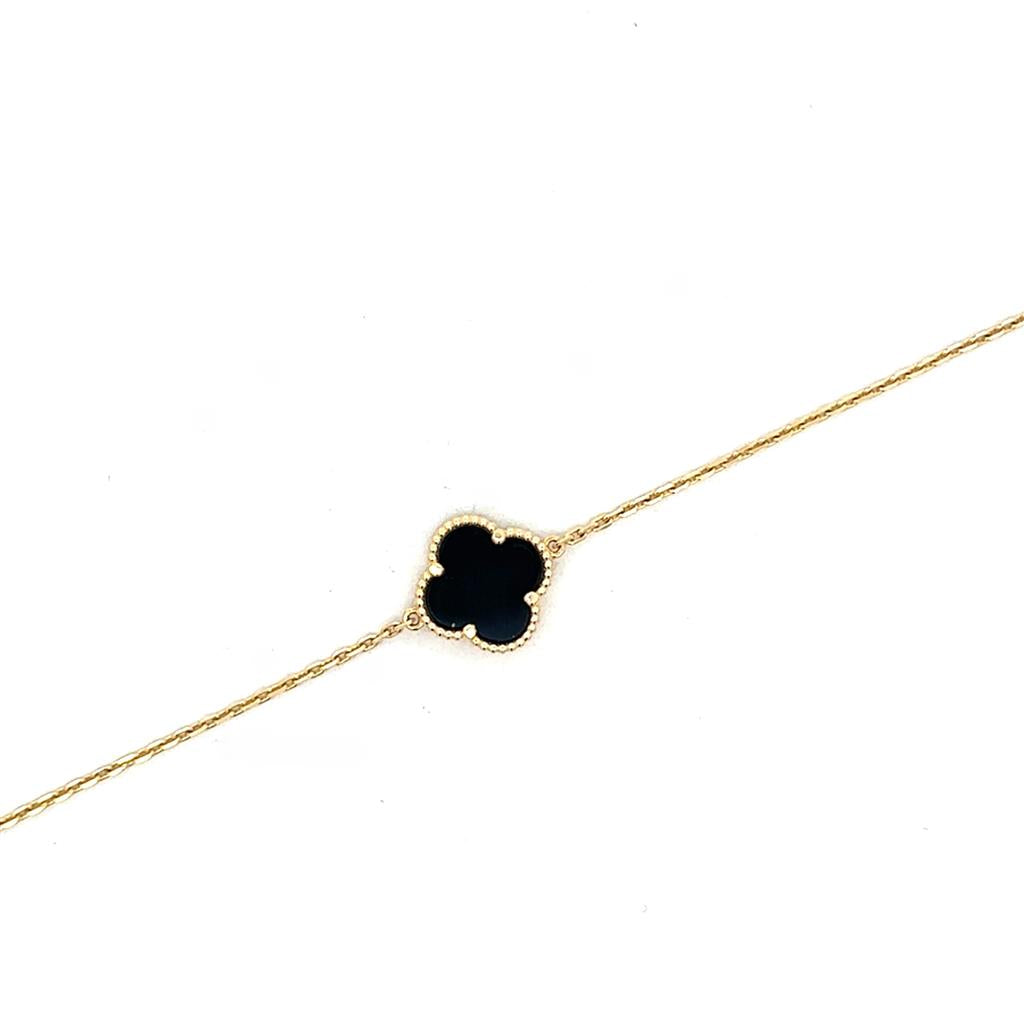 Gold & Onyx Clover Bracelet