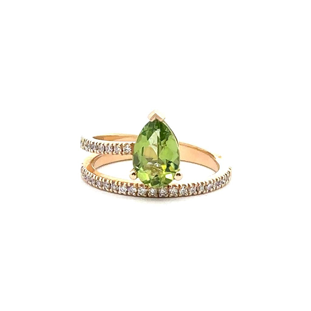 Pear-Shaped Peridot Ring