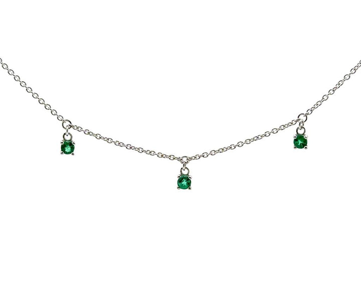 18K White Gold and Emerald Dangle Necklace