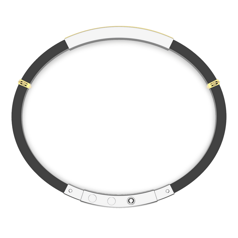 Black Silicone and Silver Bracelet - Davidson's Jewellers