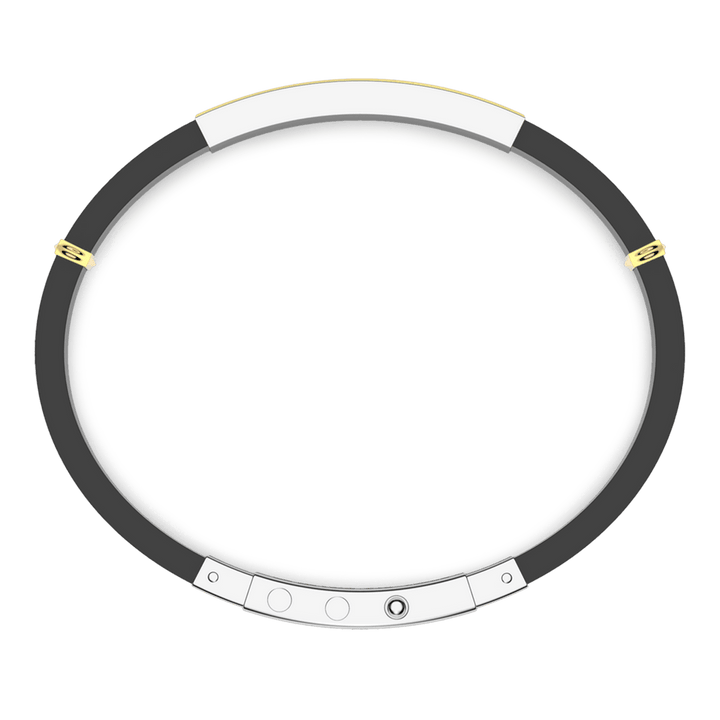 Black Silicone and Silver Bracelet - Davidson's Jewellers