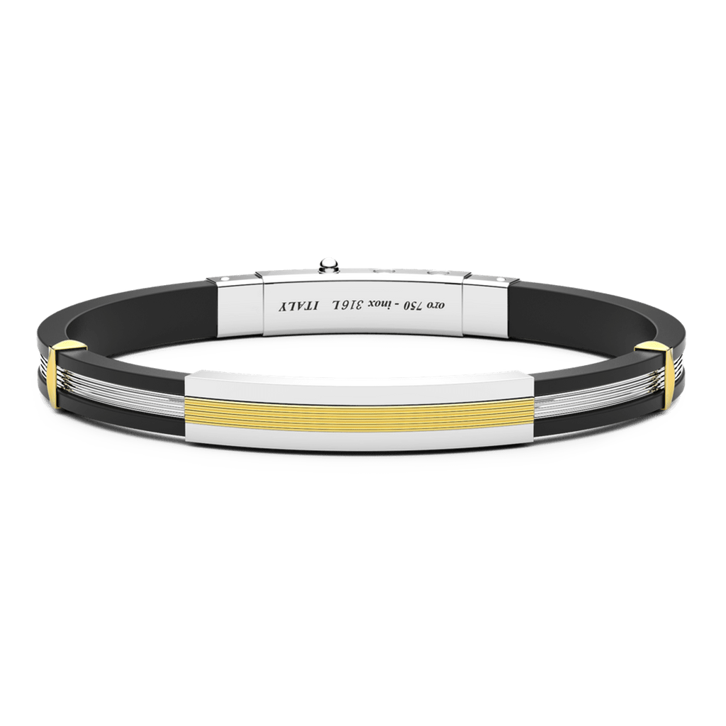 Black Silicone and Silver Bracelet - Davidson's Jewellers