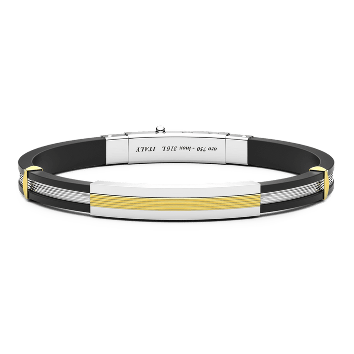 Black Silicone and Silver Bracelet - Davidson's Jewellers