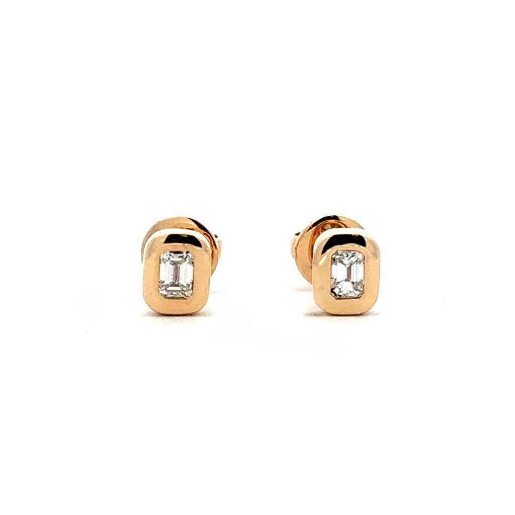Emerald Cut Diamond Studs