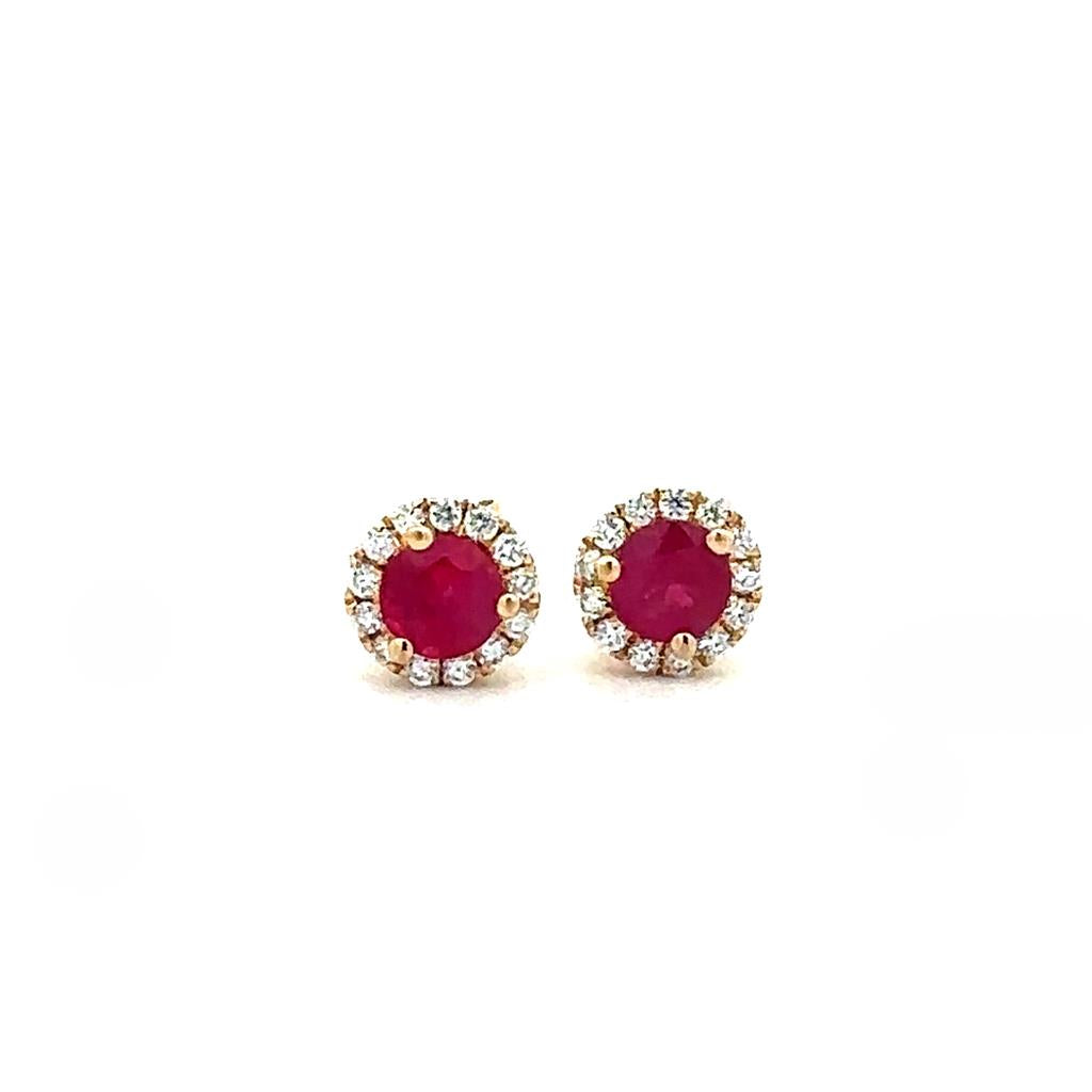 Ruby & Diamond Halo Studs