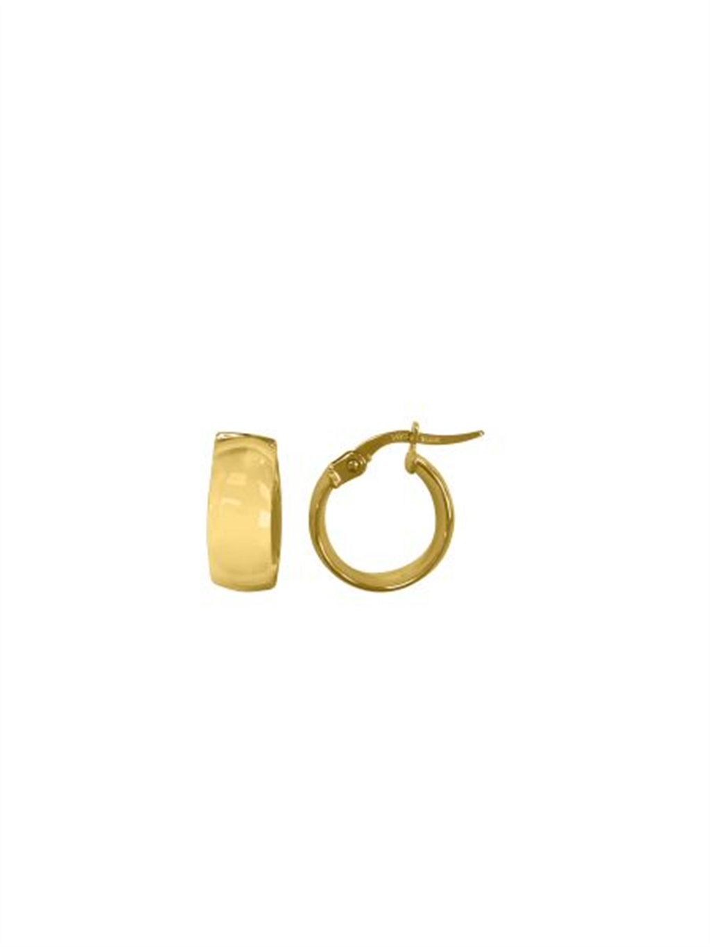 Small Wide Yellow Gold Hoops