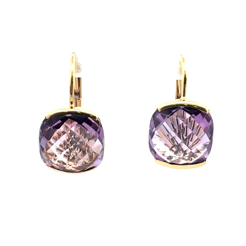 Checkerboard Amethyst Earrings