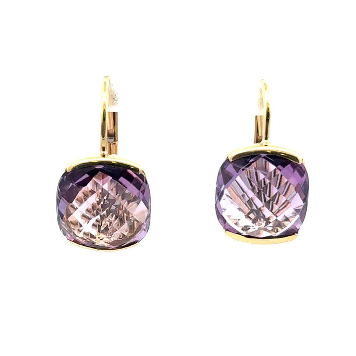 Checkerboard Amethyst Earrings